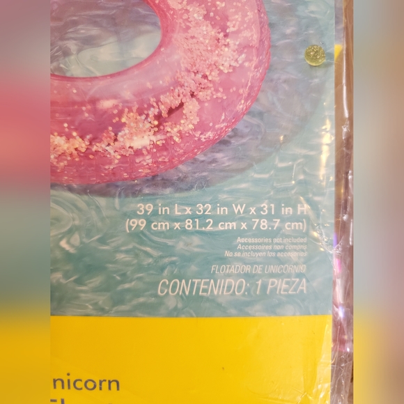 Pink glitter unicorn pool float inflatable floaty - Picture 2 of 4